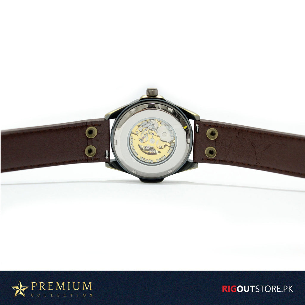 Tourbillion YACTH - Automatic Skeleton Watch with Brown Strap